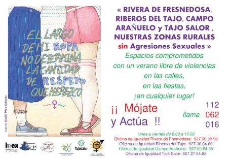 Imagen 3º Cartel 'EL LARGO DE MI ROPA NO DETERMINA LA CANTIDAD DE RESPECTO QUE MEREZCO' de la Campaña 'Nuestras zonas rurales sin agresiones sexuales'